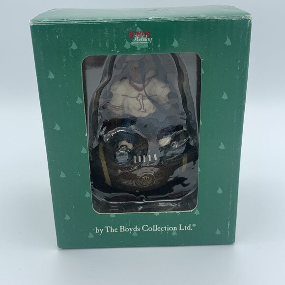 Boyds Bears Holiday Ornament - Football Player Bear on Ball - With Original Box - Picture 8 of 13